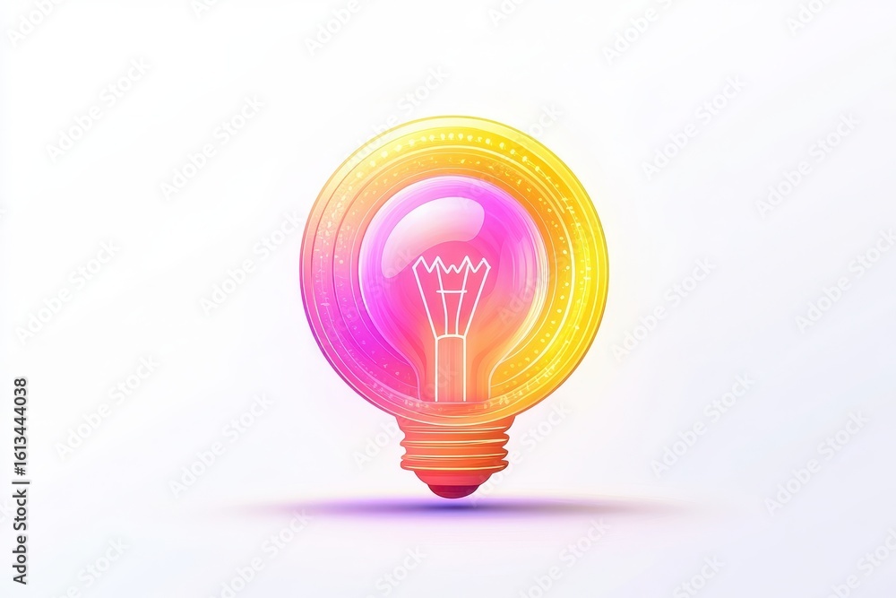Poster bright creative light bulb icon with abstract color gradient design