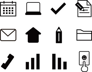 アイコンセット/ icon set / カレンダー・メール・電話・ホーム・チェック・パソコン