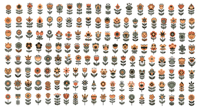 A comprehensive collection of pixel art flower illustrations for creative projects and digital designs