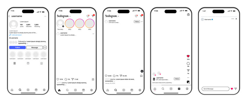 Instagram post feed frame mockup with smartphone Iphone 16 pro max mock up template design, social media instagram carousel post template, mobile app scroll frame pages.