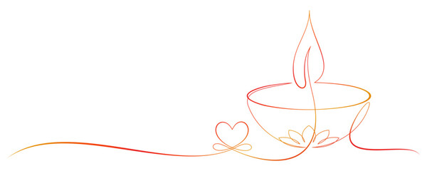 Diwali candle line art style vector illustration 1