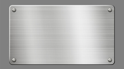 Vector sleek metallic plate with brushed finish and rivets