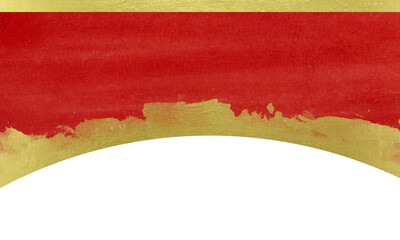 watercolor frame element, minimal painting, red and gold brush, abstract texture. png. asian background tradition style.	