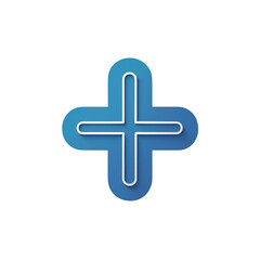 Obraz premium Modern Blue Plus Sign Icon with Rounded Corners