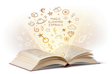 open book with magic light