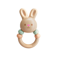 Cute bunny rattle toy for babies isolated on transparent background