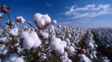 改良綿花が整列する近未来の畑