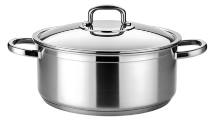 professional metal pot cooker for boiling isolated on white background