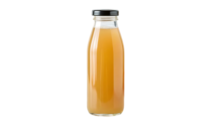 small bottle of apple juice isolated on white background