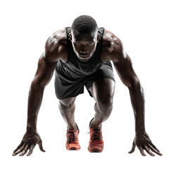 Determined runner in starting position