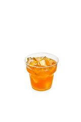 Glass of fruit juice with ice