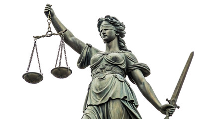 the statue of justice isolated on white background
