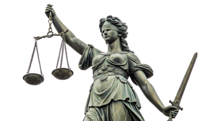 the statue of justice isolated on white background