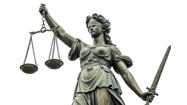 the statue of justice isolated on white background