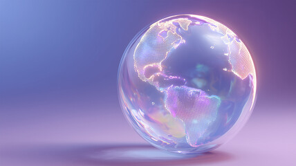 ホログラム風に浮かぶ未来的地球儀