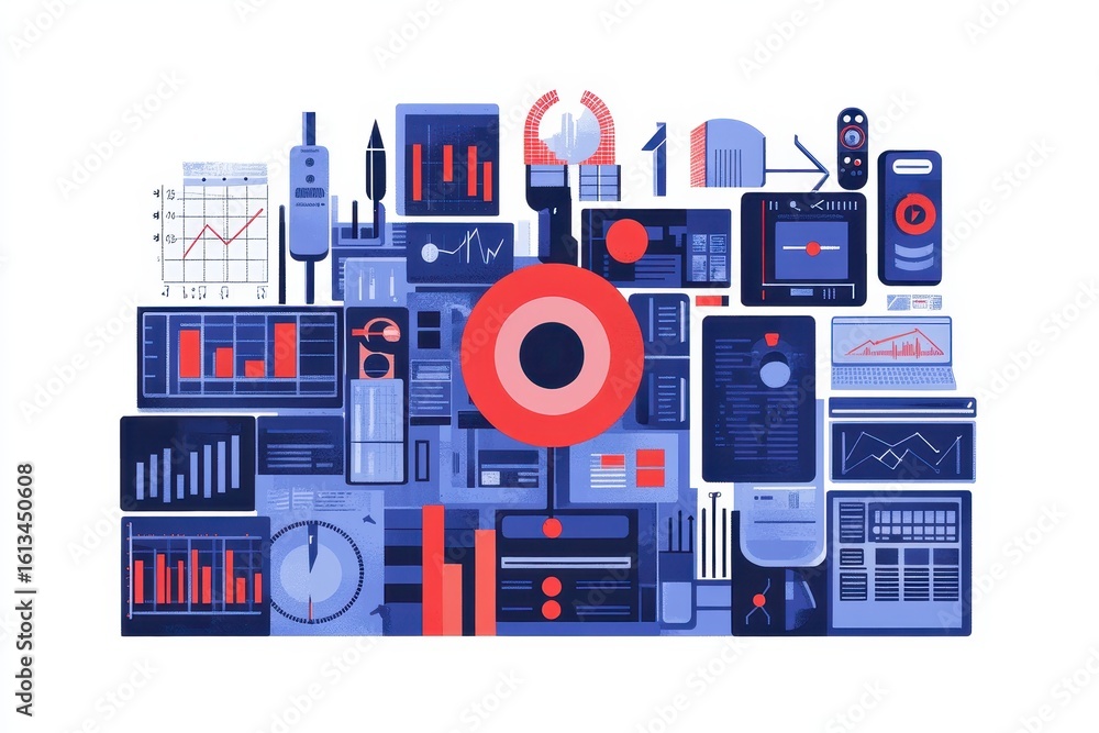 Aufkleber colorful data visualization tools and charts for analysis projects