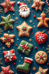 Colorful gingerbread cookies decorate festive background for joyful celebration event