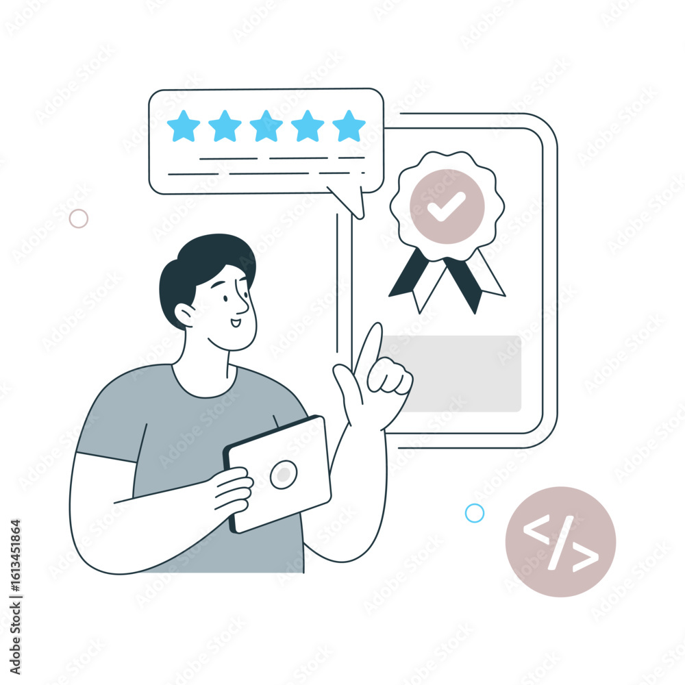 Poster software review vector illustration. eps 10 file