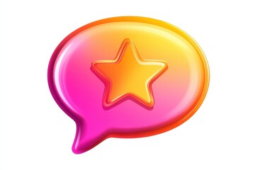 Obraz premium Colorful Speech Bubble with Star Icon for Feedback and Reviews
