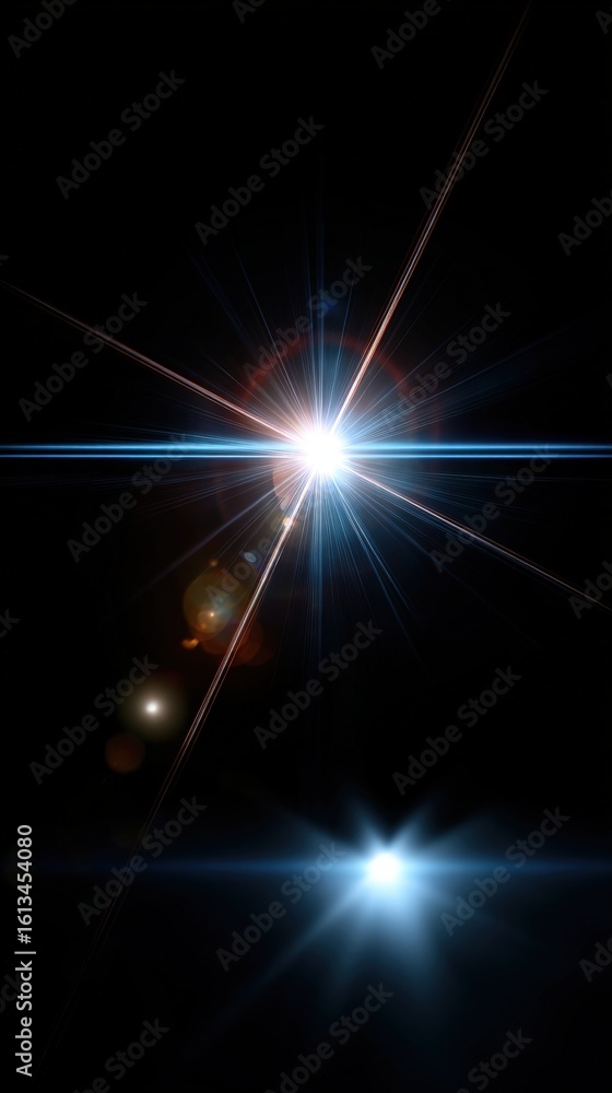 Poster bright glowing stars burst through a dark blue abstract space, creating a dynamic background with be