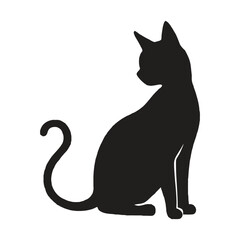 Black Cat Silhouette on White 