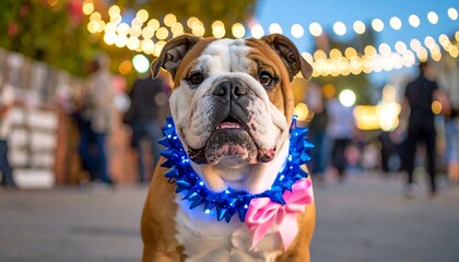 Bulldog in festive setting