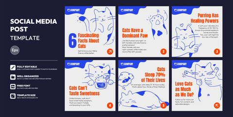Social media carousel post template. Pet care Instagram and facebook square post template. Instagram tips post collection tutorial, tip, layout template design, modern, cute, illustration