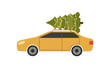 Taxi delivers a purchased Christmas tree.