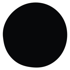 Hand-drawn cartoon black circle on a white background.