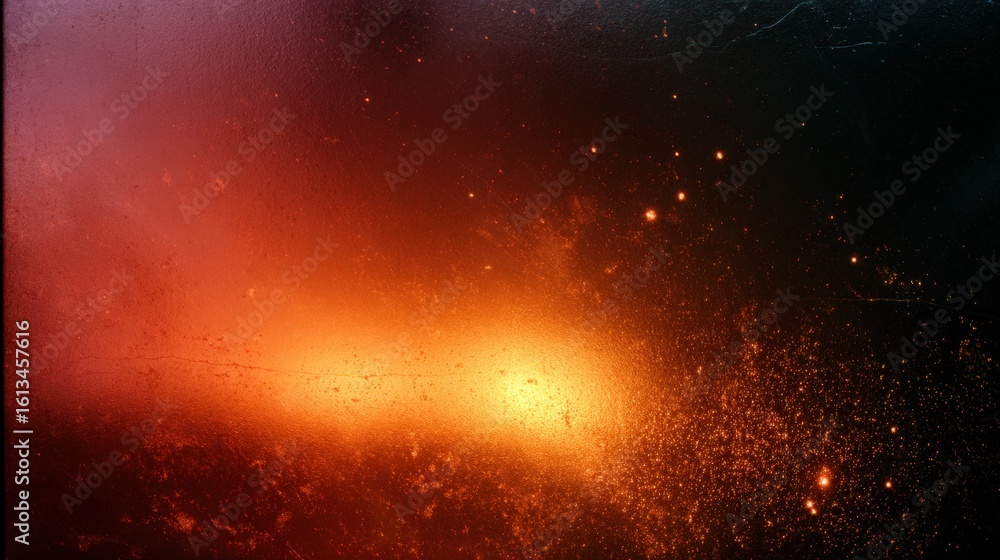 Poster fiery explosion in space with intense red and orange hues and sparkling particles. the dramatic colo