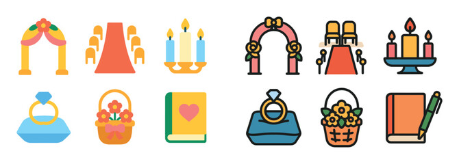 Wedding Ceremony Icon Set