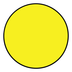 Hand-drawn cartoon yellow circle on a white background.