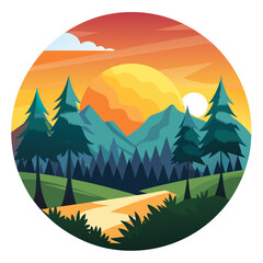 mountain landscape with trees and mountains