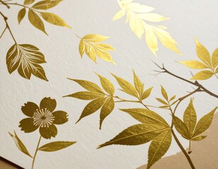 Golden Floral Print - Exquisite Botanical Art japanese patterns