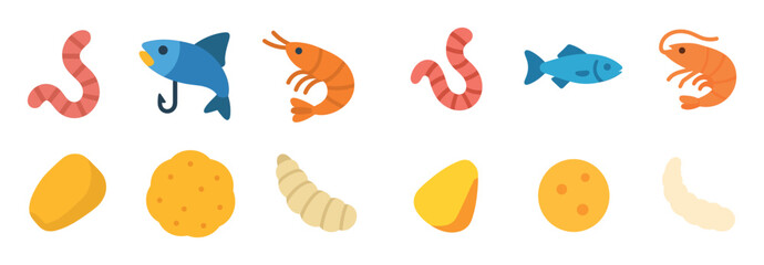 Naklejka premium Colorful Fishing Bait Icons