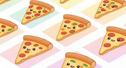 Cute cartoon pizza slices pattern