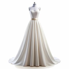 Elegant ALine Wedding Gown Satin Bridal Dress with Bow Detail