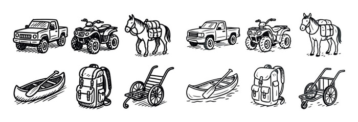 Hunting Transport Icons