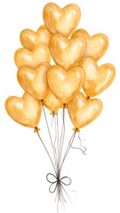 Bunch of golden heart-shaped balloons