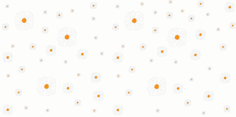 Hand-Drawn Daisy Flower Seamless Pattern – Vector Illustration