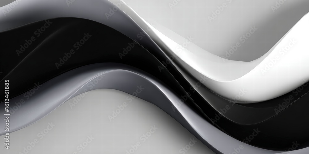 Poster abstract and modern 3d wave in black and white. these elegant flowing lines add a touch of sophistic