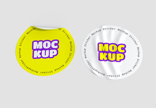 Two Round Stiker Mockup