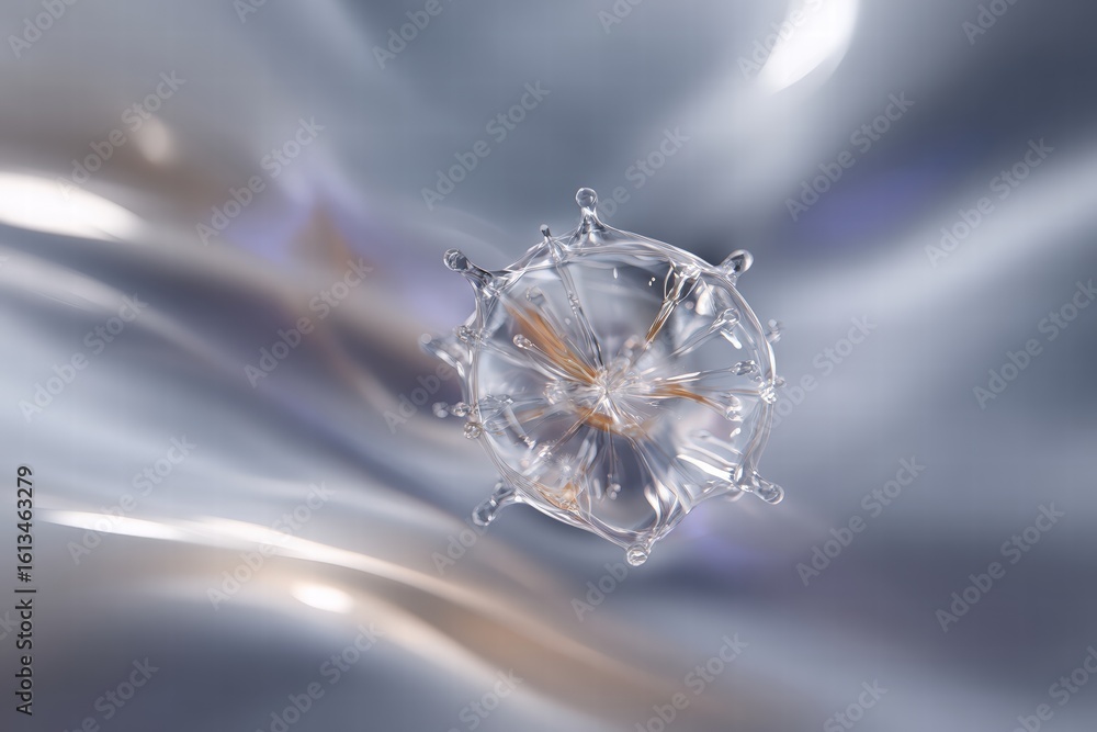 Poster a stunning macro shot of a water droplet, capturing intricate details and fluid dynamics. the image 