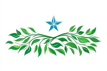 Green Leaf Design with Star Element for Nature Inspired Art