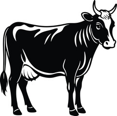 Bold Outline Cow Silhouette Vector.