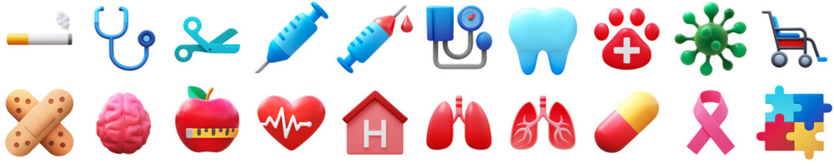 Obraz premium Set of 3D Healthcare icons