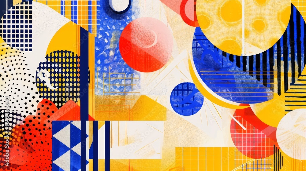 Poster the image showcases an abstract, psychedelic design with intricate patterns and bold shapes