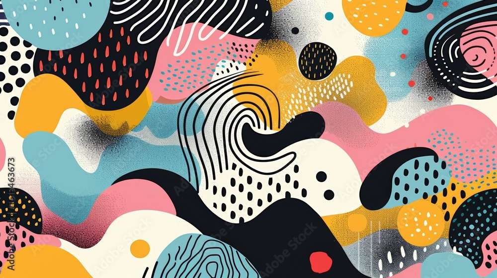 Poster the image showcases an abstract, psychedelic design with intricate patterns and bold shapes