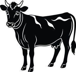 cartoon cow silhouette vector art.