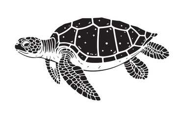 Fototapeta premium Funny Sea Turtle Vector Illustration, Cartoons, turtle silhouette vector on white background